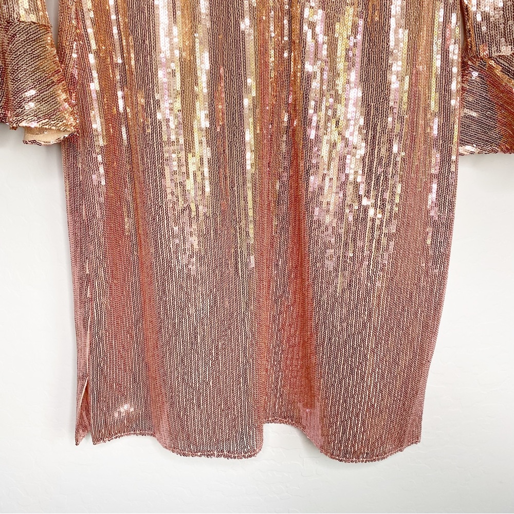 Rachel Parcell Sequin Long Sleeve Pink Ombré Dress Size XS - Picture 6 of 14